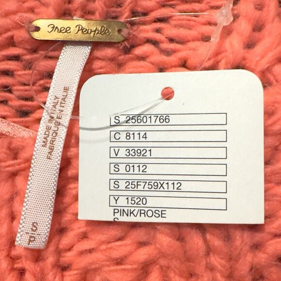 Free People Sweater Cable Knit Size S Wool Blend Boho Chunky Pink Orange - Picture 2 of 6
